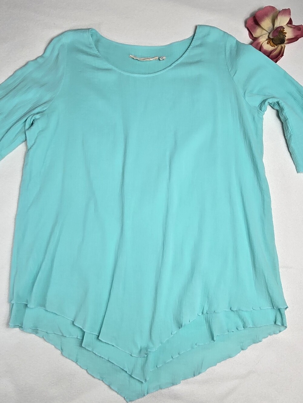 Soft Surroundings Aqua Layered Pointed Hem Scoop Neck Tunic
